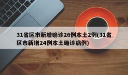 31省区市新增确诊26例本土2例(31省区市新增24例本土确诊病例)