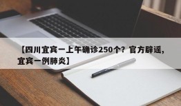 【四川宜宾一上午确诊250个？官方辟谣,宜宾一例肺炎】